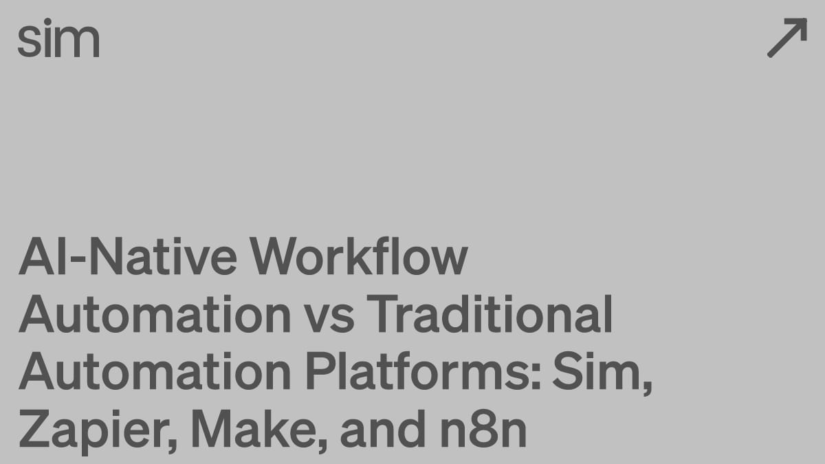 AI-Native Workflow Automation vs Traditional Automation Platforms: Sim, Zapier, Make, and n8n